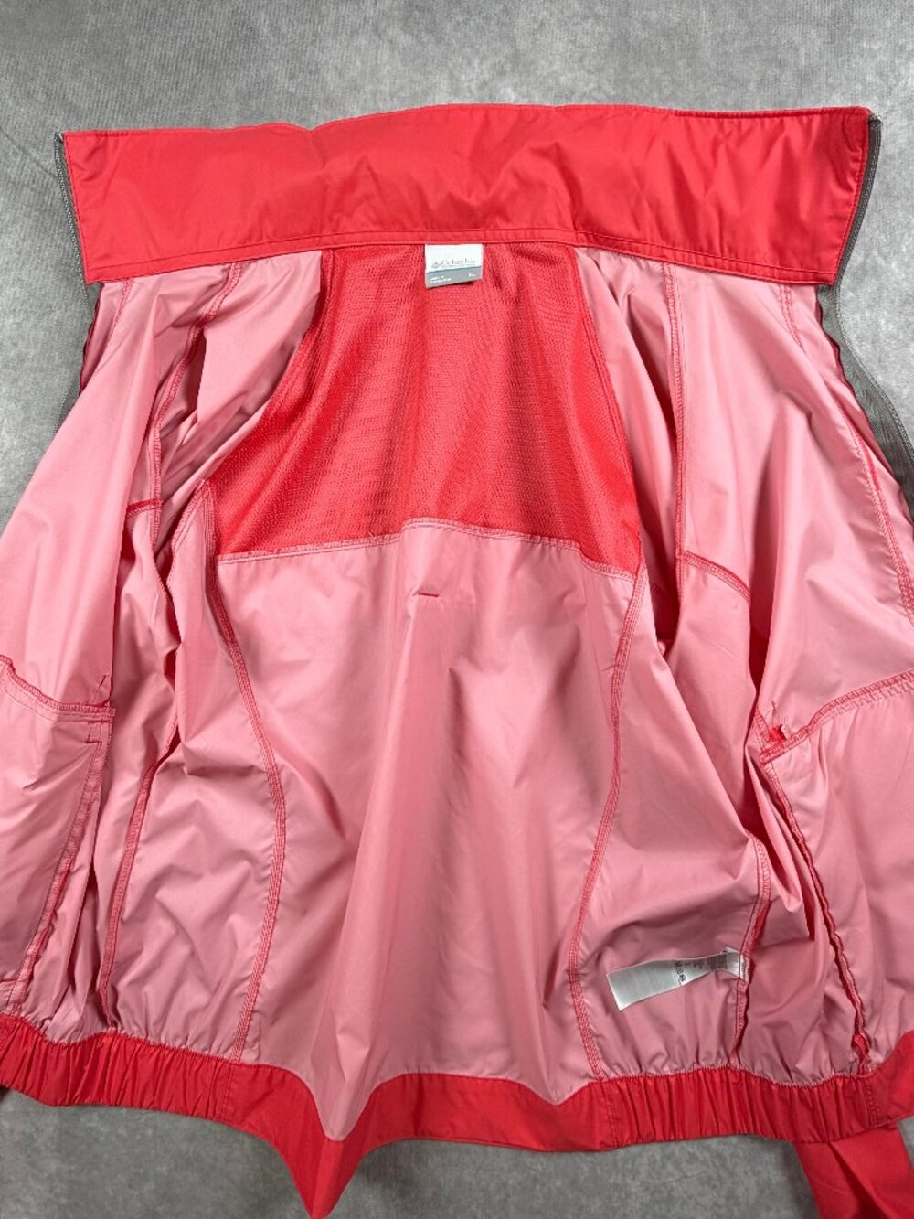 Columbia Womens Rain Jacket Nylon Red Hooded Windbreaker XL Omni-Tech - Picture 3 of 7